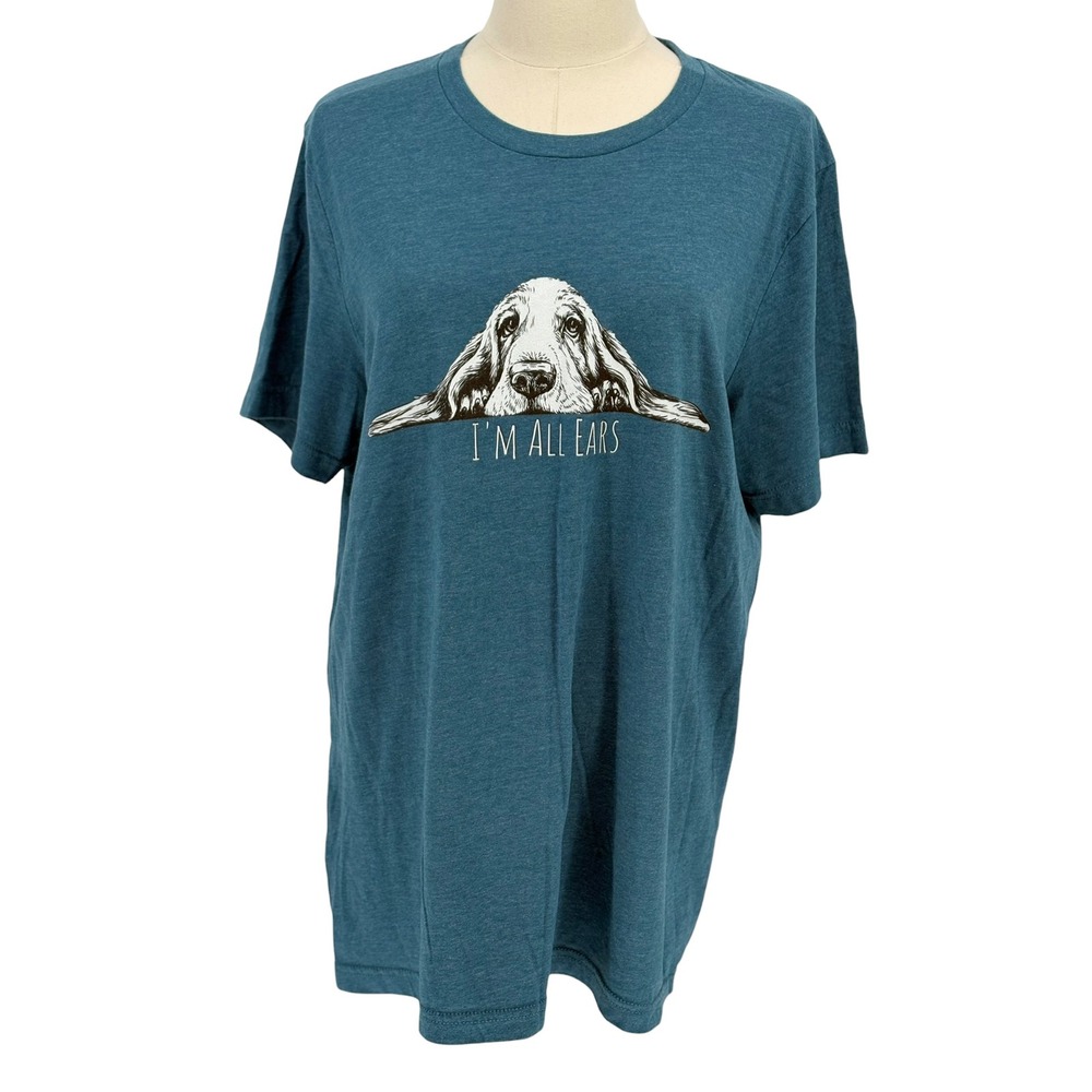 Bella Canvas T-Shirt Teal Basset Hound I'm All Ears Graphic Tee Large